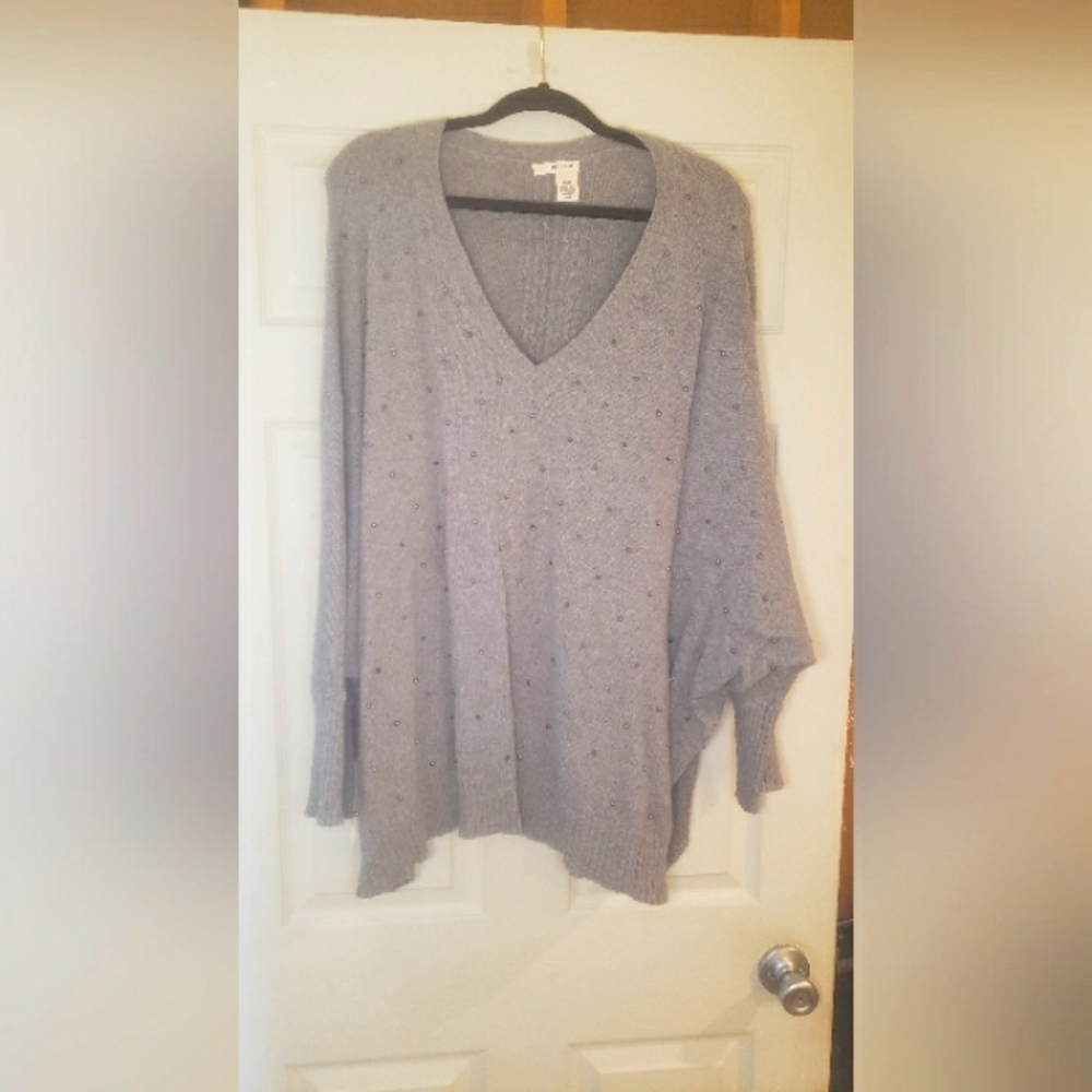 Gray V-Neck Women's Sweater